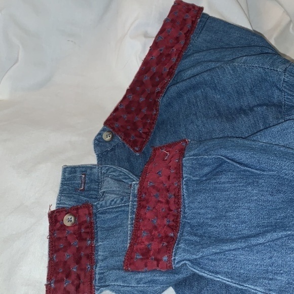 SUEDE & DENIM BUTTON DOWN by WILLOWBEND SIZE LARGE USA VEGAN - Picture 5 of 6